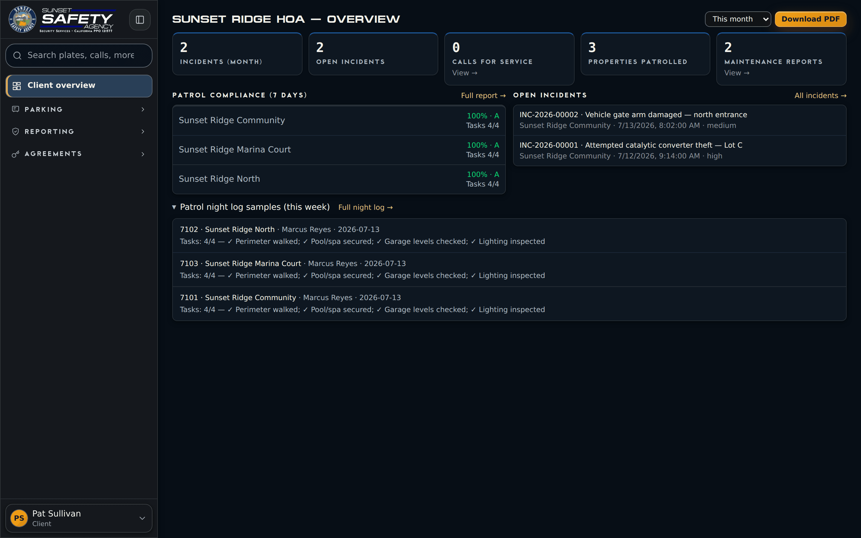 Cloud-based client portal for patrol reports and citations
